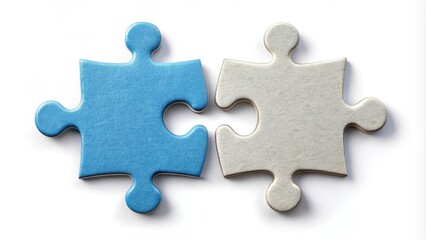 Fototapeta premium Two Puzzle Pieces Separated by a Small Gap, Representing the Concept of Unity and Connection