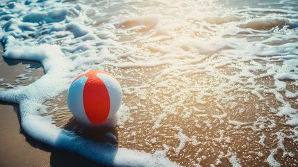 Naklejka premium Summer Vacation - Accessories In Tropical Beach With Defocused Ocean, Summer Background 