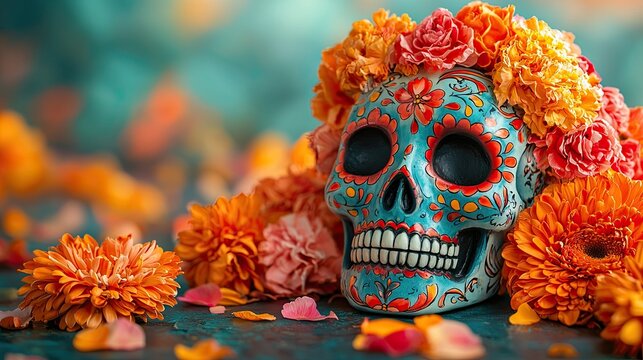 Colorful floral patterns embody traditional cultural celebrations. Generative AI