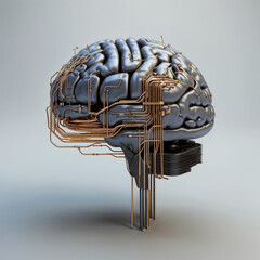 Digital brain with circuit and AI cocept.