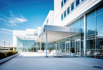 Modern Corporate Office Building with Blue Sky