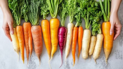 Colorful Assortment of Freshly Harvested Carrots