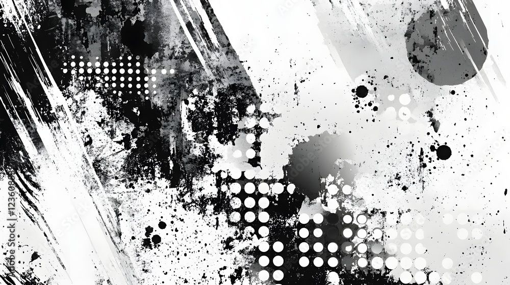 Aufkleber A bold and dramatic abstract grunge background with splashes of paint distressed textures and a striking monochrome color scheme  This visually stunning and conceptual digital artwork creates a moody