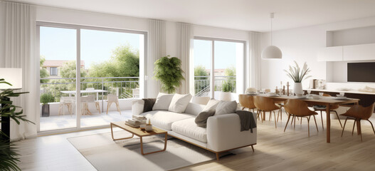 Fototapeta premium Bright and Spacious Modern Living Room Interior
