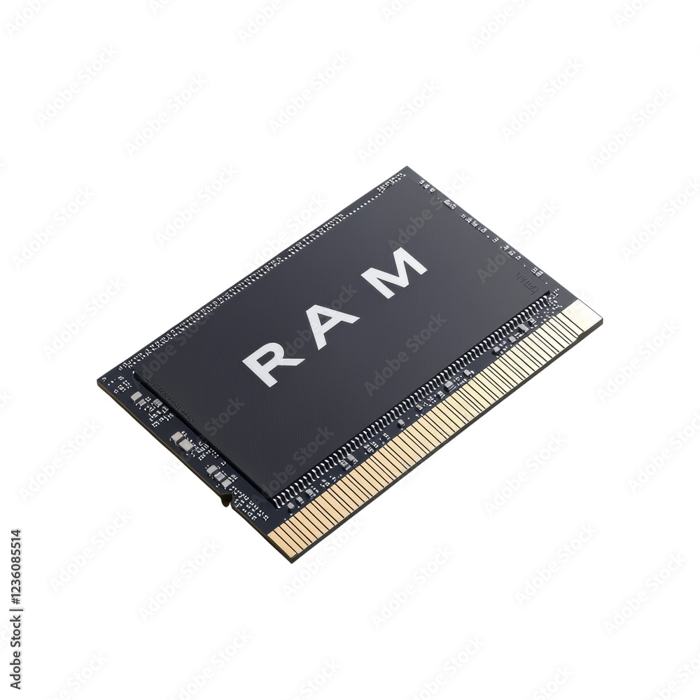 Poster the image shows a high-speed black ram module for computers, highlighting its modern design and tech