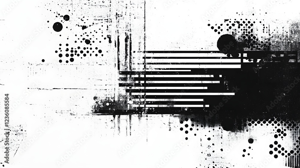 Fototapete A captivating abstract background featuring a monochrome grunge texture with overlapping geometric shapes lines and splashes of light creating a bold modern and visually stunning digital art design