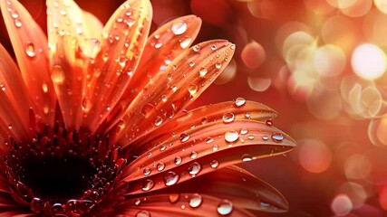 Close-up of an orange gerbera daisy with dewdrops, symbolizing spring renewal and Mother's Day