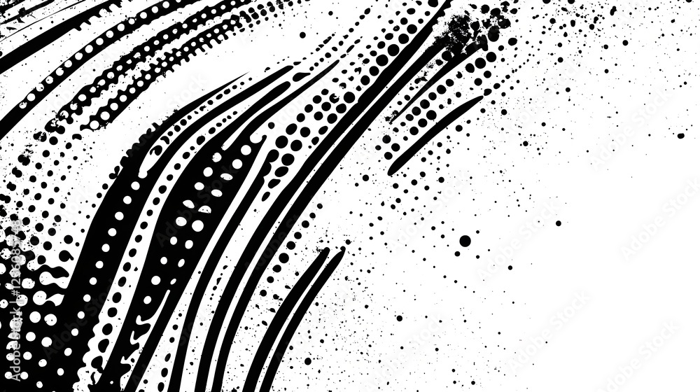 Leinwandbilder A captivating abstract composition featuring mesmerizing monochrome waves and flowing geometric patterns blending digital textures and dynamic motion to create a futuristic