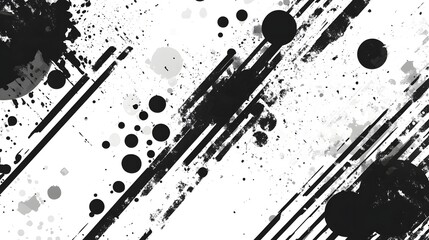 A captivating abstract composition featuring bold dynamic geometric shapes in a striking monochrome palette  The expressive brush strokes and contrasting textures create a visually striking