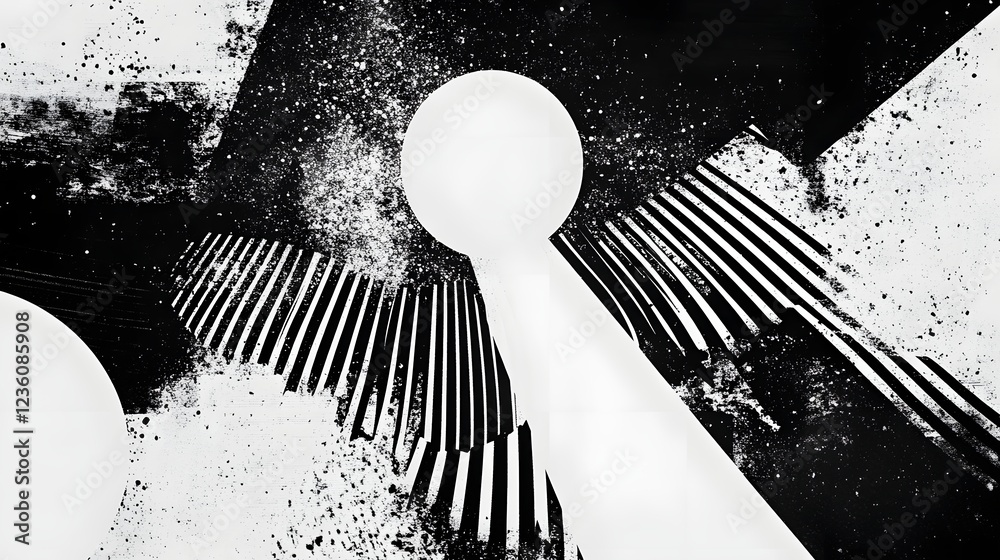 Poster a captivating abstract image featuring a striking composition of geometric shapes in bold black and 