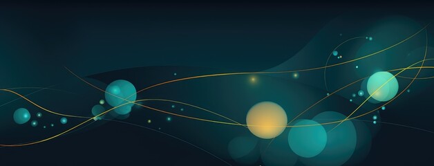 Abstract Blue Wave Background with Bokeh Lights