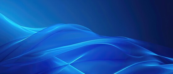 Abstract Blue Silky Waves on Dark Background