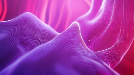 Abstract 3D wavy lines surface with purple and pink colors, futuristic mesh background