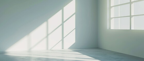 Fototapeta premium Serene Minimalist Space with Sunlight Shadows