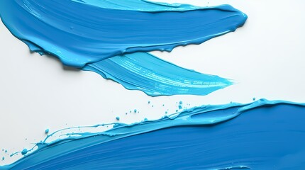 Bright blue paint swirls on white canvas showcasing creative art process. Generative AI
