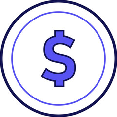 Coin icon, vector monochrome coin sign isolated on white background. Web banner, poster, background image, vector illustration, vector.