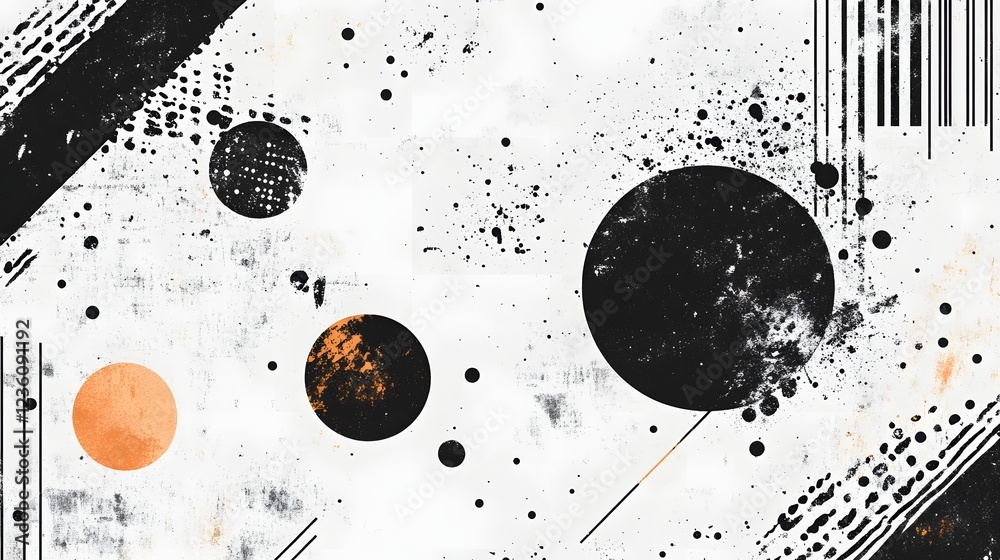 Poster a striking abstract digital artwork featuring a surreal and minimalist composition of celestial elem