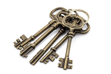 A pile of keys arranged side by side, ideal for use in illustrations about organization, storage, or security