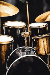 Fototapeta premium A close-up shot of a drum set on a black background, great for music-related uses