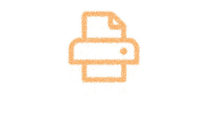 Icon print is made of yellow grains of sand. Some grains of sand fall down. Transparent background. Black
