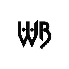 WB monogram logo design letter text name symbol monochrome logotype alphabet character simple logo