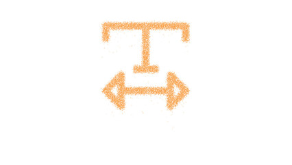 Icon text width is made of yellow grains of sand. Some grains of sand fall down. Transparent background. Black