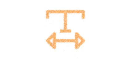 Icon text width is made of yellow grains of sand. Some grains of sand fall down. Transparent background. Black