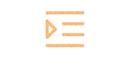 Icon indent is made of yellow grains of sand. Some grains of sand fall down. Transparent background. Black