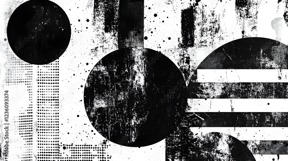 Aufkleber a striking and minimalist abstract geometric composition featuring contrasting black and white shape