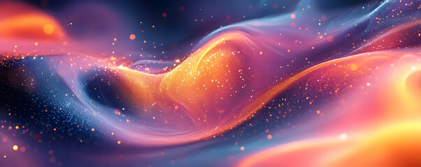 Obraz premium Abstract colorful waves with glowing particles creating a mesmerizing background