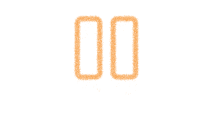 Icon pause is made of yellow grains of sand. Some grains of sand fall down. Transparent background. Black