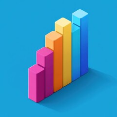 Colorful Bar Graph Ascending on a Blue Background