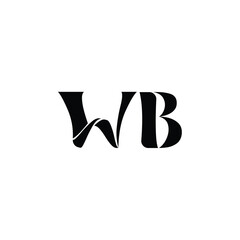 Fototapeta premium WB monogram logo design letter text name symbol monochrome logotype alphabet character simple logo