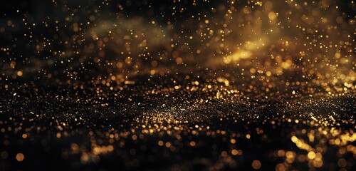 Naklejka premium Golden Bokeh Lights on Dark Elegant Background