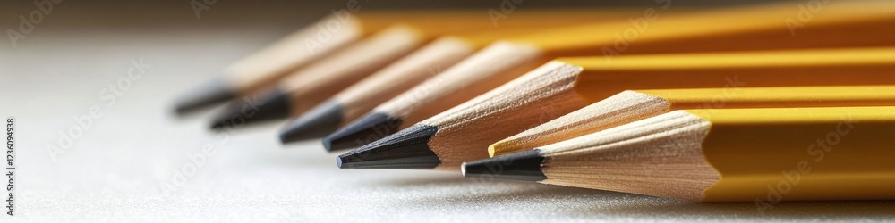 Poster a collection of pencils placed on a table, suitable for use in various settings such as offices, cla