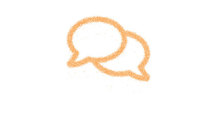 Icon comments is made of yellow grains of sand. Some grains of sand fall down. Transparent background. Black