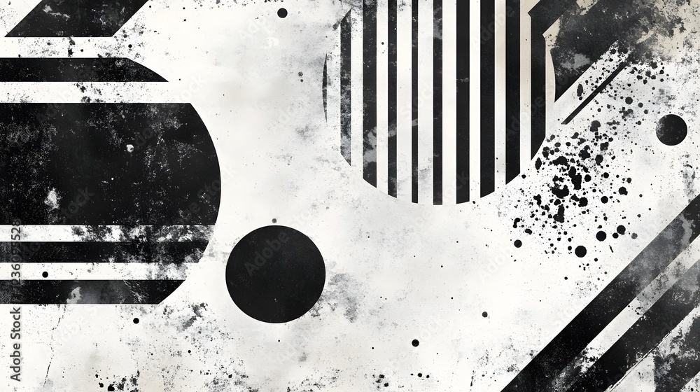 Poster A striking monochrome abstract graphic design featuring bold geometric patterns textured grunge elements and dynamic visual contrast  This captivating contemporary artwork has a modern