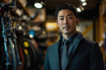 Portrait of small business owner in a bike store 