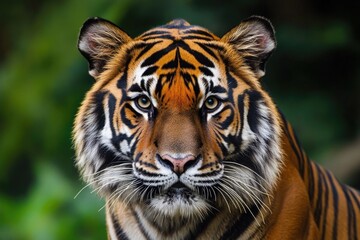 Fototapeta premium Close-up shot of a tiger looking directly into the camera lens