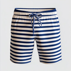 Blue and White Striped Swim Shorts Isolated on Transparent Background
