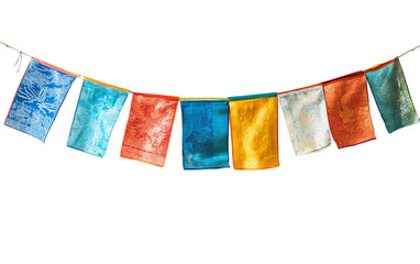 The Spiritual Significance of the Traditional Lhosar Tibetan Prayer Flag Isolated On Transparent Background.