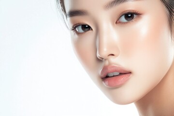 Fototapeta premium Portrait of a woman's face on a white background