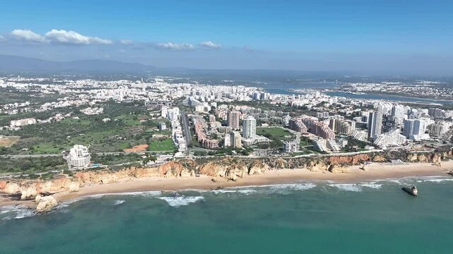 Aerial from Praia da Rocha in the Algarve Portugal