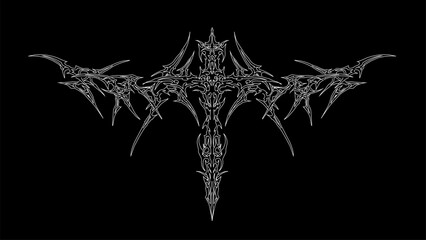 Cyber gothic ornamental, cyber sigilism intricate patterns, neo tribal abstract symmetrical shapes vector design