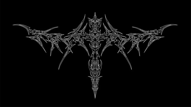 Cyber gothic ornamental, cyber sigilism intricate patterns, neo tribal abstract symmetrical shapes vector design