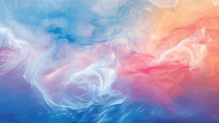 Vibrant Abstract Smoke Waves on Blue and Red