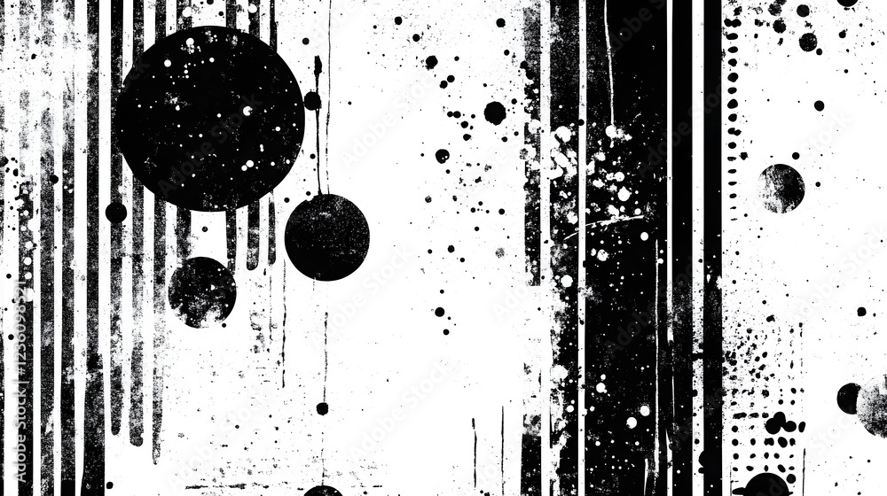 Aufkleber abstract and minimalist monochrome graphic design composition featuring splashing liquid droplets ge