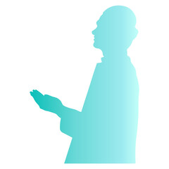 Silhouette of Muslim Pray. Ramadan Kareem Symbol. Vector Illustration in Colorful Design.