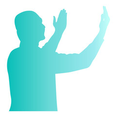 Silhouette of Muslim Pray. Ramadan Kareem Symbol. Vector Illustration in Colorful Design.