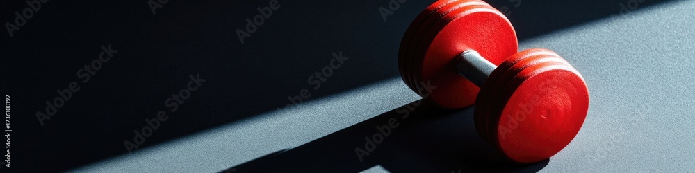 Poster A close-up view of a bright red object sitting on a table, ideal for use in editorial or commercial contexts